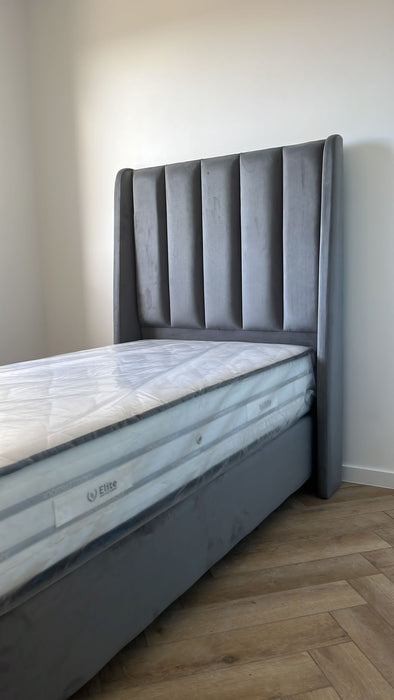 Lit coffre 90x190 cm Relax gris Velours