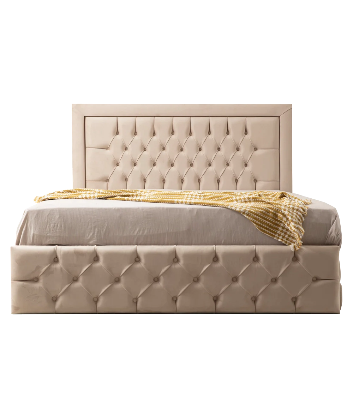 Cadre de lit Roma beige Velours