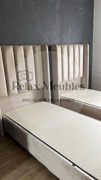 Lit coffre 90x190 cm Relax Beige Velours - Relax Meubles
