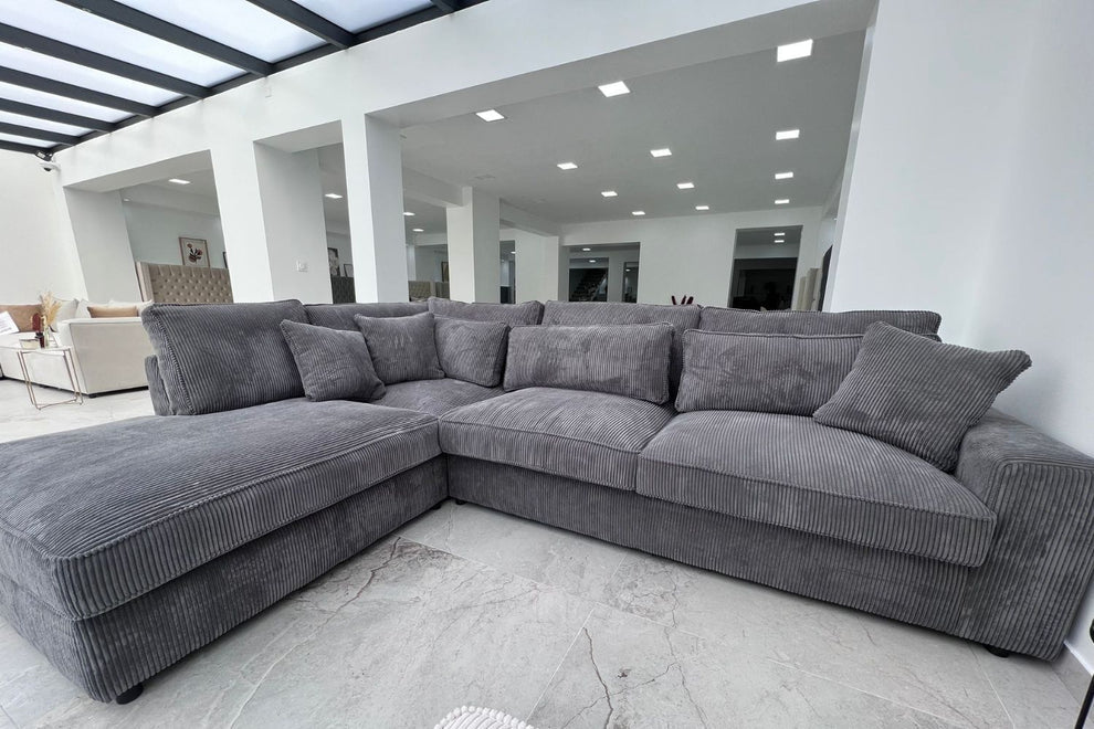 Canapé d’angle Lexus Côtelé Gris anthracite - Relax Meubles