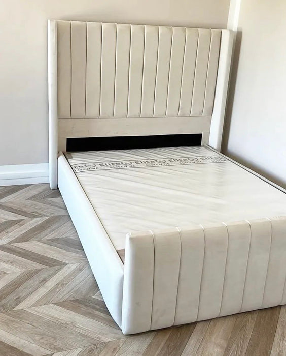 Cadre de lit Tokyo blanc cassé ton beige