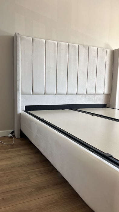 Lit coffre Tokyo blanc 140x190 cm 160x200 cm 180x200 cm Velours