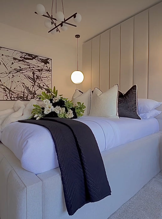 Lit coffre sur mesure Myleen coloris, hauteur et largeur personnalisables