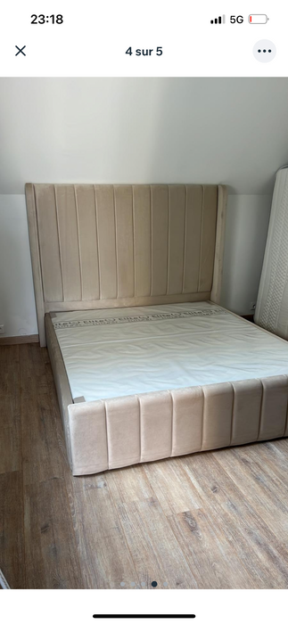Cadre de lit Tokyo beige blanc cassé