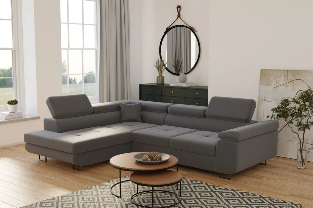 Canapé d’angle Tony Velours gris