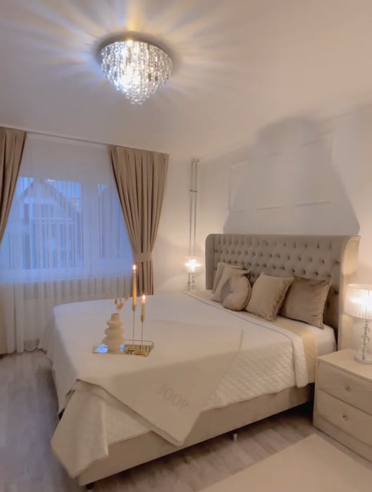 Lit coffre Luxury beige Velours