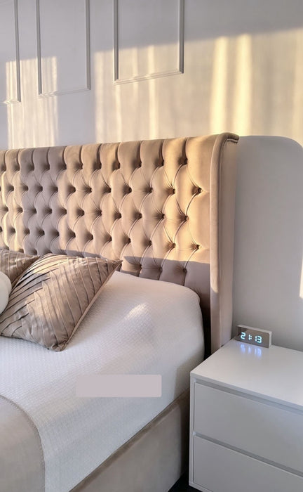 Lit coffre Luxury beige Velours