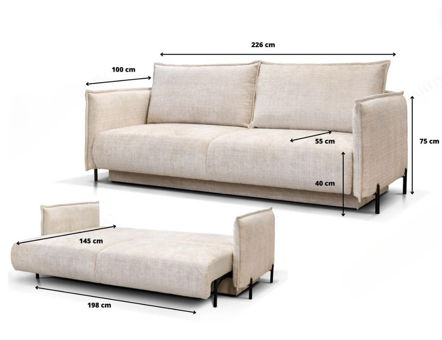 Canapé Convertible en Tissu Marbella Blanc cassé