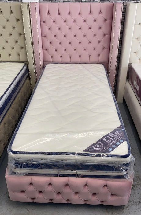 Lit coffre 90x190 cm Clouté rose