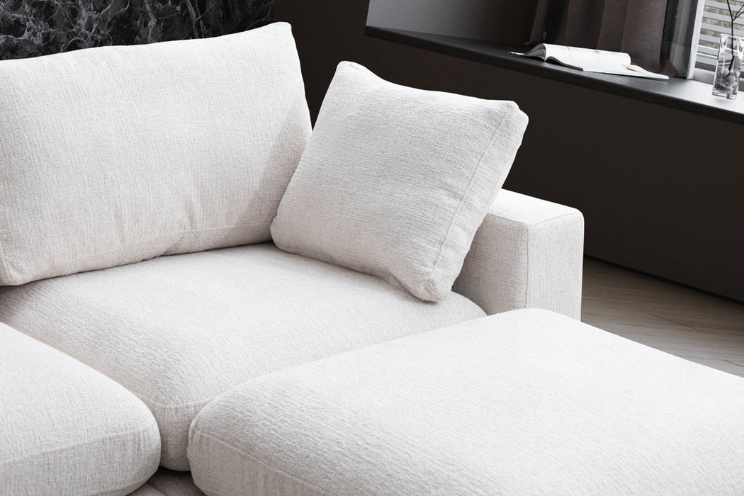 Canapé Julia Modulable Velours Blanc 4+1 Pouf