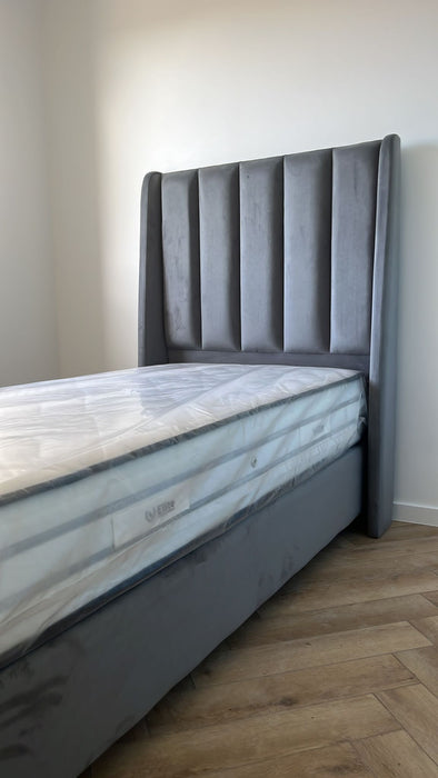 Lit coffre 90x190 cm Relax gris Velours