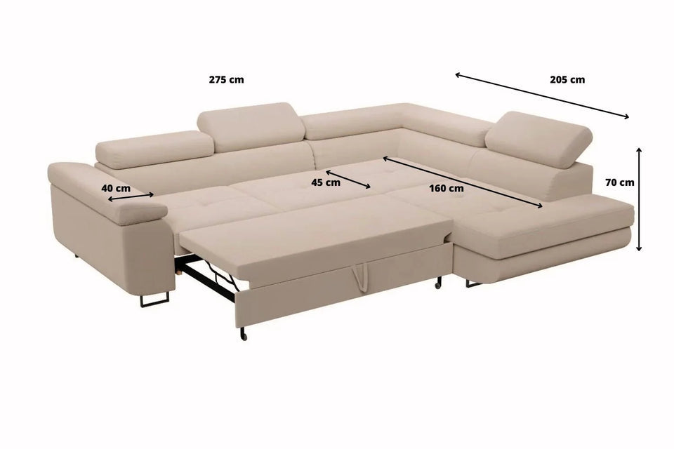 Canapé d’angle Tony Velours beige