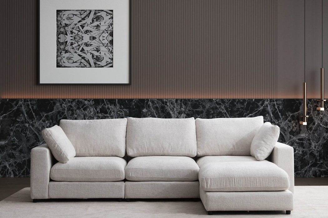 Canapé Julia Modulable Velours Blanc 3+1 Pouf
