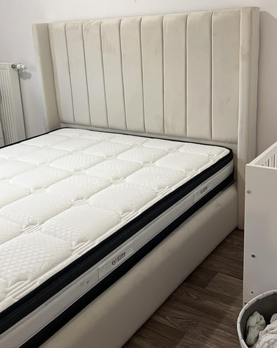 Lit coffre Tokyo blanc 140x190 cm 160x200 cm 180x200 cm Velours