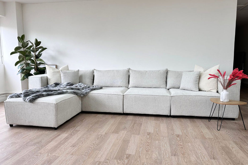 Canapé Elégance chenille Modulable 4+1 Pouf