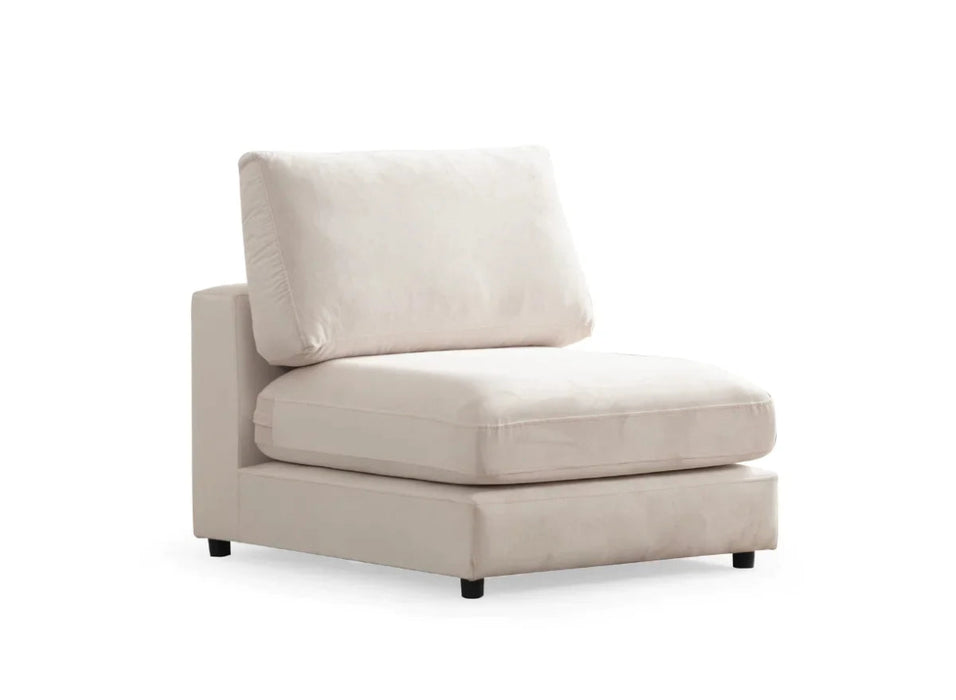 Canapé Julia Modulable Velours Blanc 4+1 Pouf - Relax Meubles