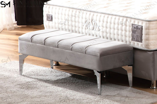 Banc banquette coffre gris ou beige - Relax Meubles