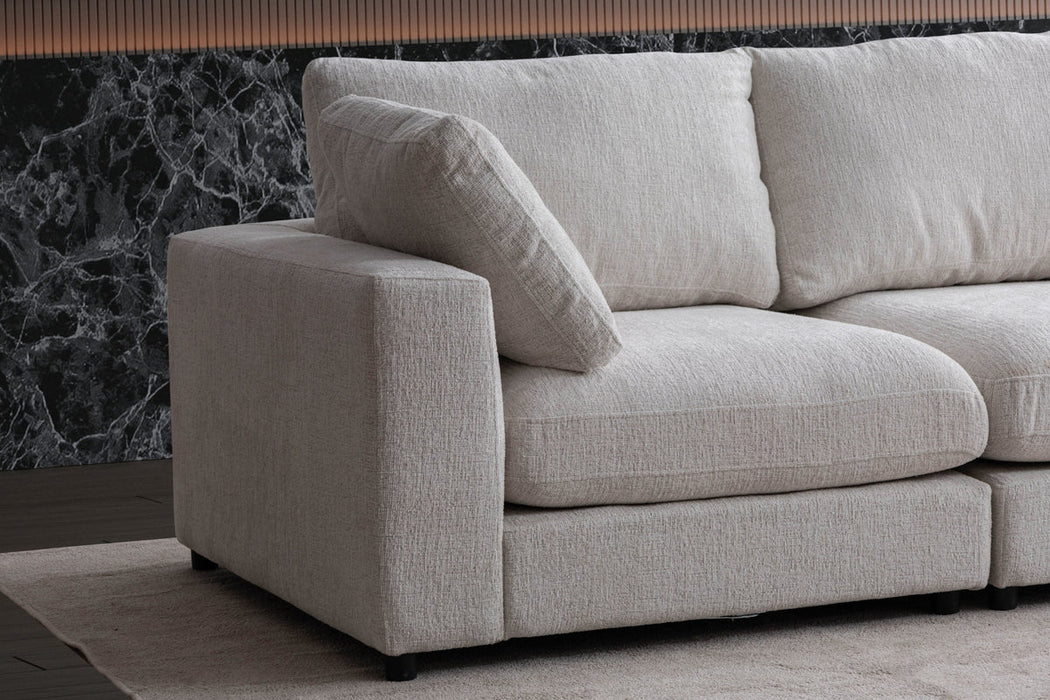Canapé Julia Modulable Velours Blanc 3+1 Pouf