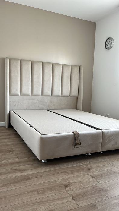 Lit coffre Relax beige Velours