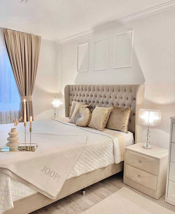 Lit coffre Luxury beige Velours