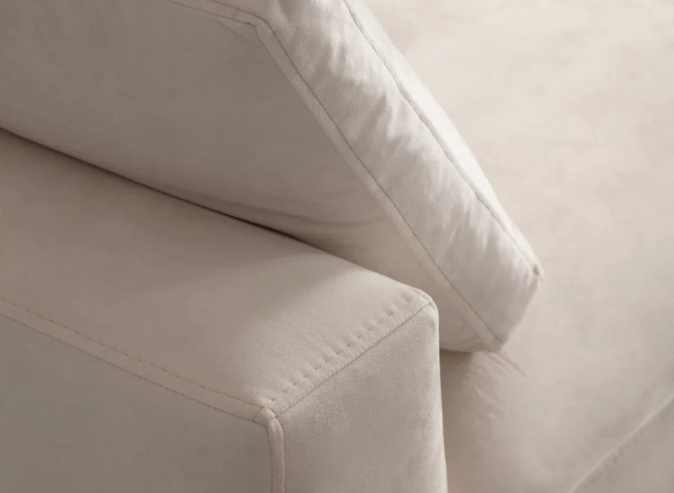 Canapé Julia Modulable Velours Blanc 3+1 Pouf - Relax Meubles