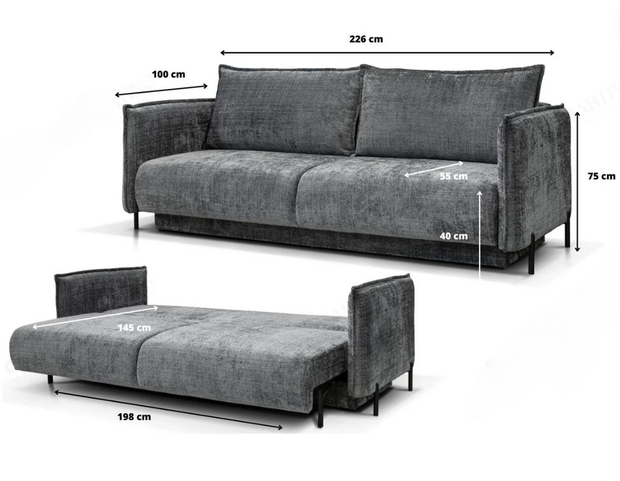 Canapé Convertible en Tissu Marbella Gris Anthracite