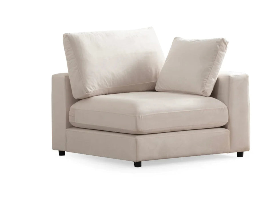 Canapé Julia Modulable Velours Blanc 4+1 Pouf - Relax Meubles