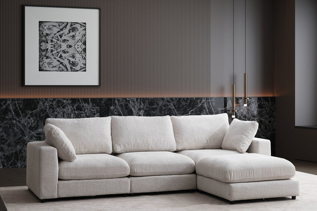 Canapé Julia Modulable Velours Blanc 3+1 Pouf