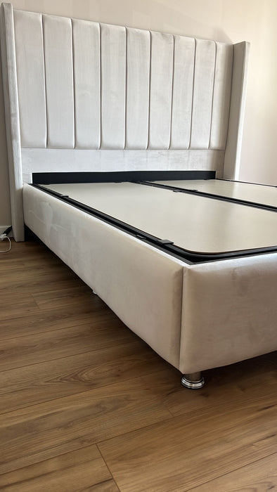 Lit coffre Tokyo blanc 140x190 cm 160x200 cm 180x200 cm Velours