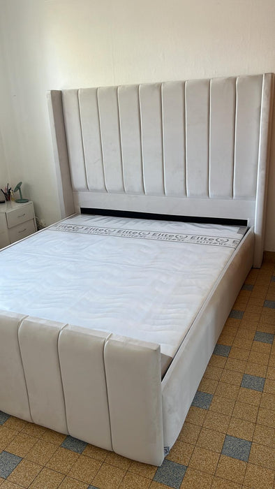 Cadre de lit Tokyo blanc cassé ton beige