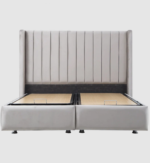 Lit coffre Tokyo gris 140x190 cm 160x200 cm 180x200 cm Velours - Relax Meubles