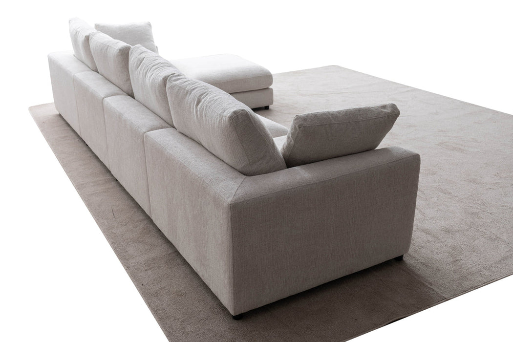 Canapé Julia Modulable Velours Blanc 4+1 Pouf