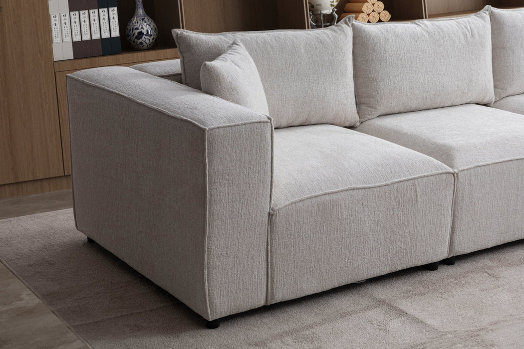 Canapé Elégance chenille Modulable 4+1 Pouf