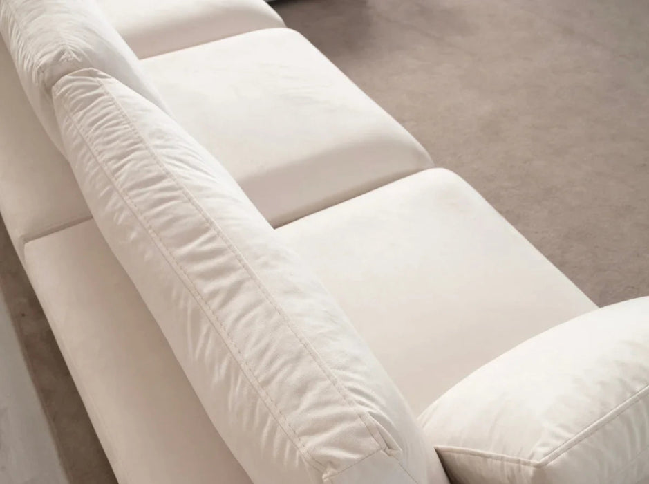 Canapé Julia Modulable Velours Blanc 3+1 Pouf - Relax Meubles