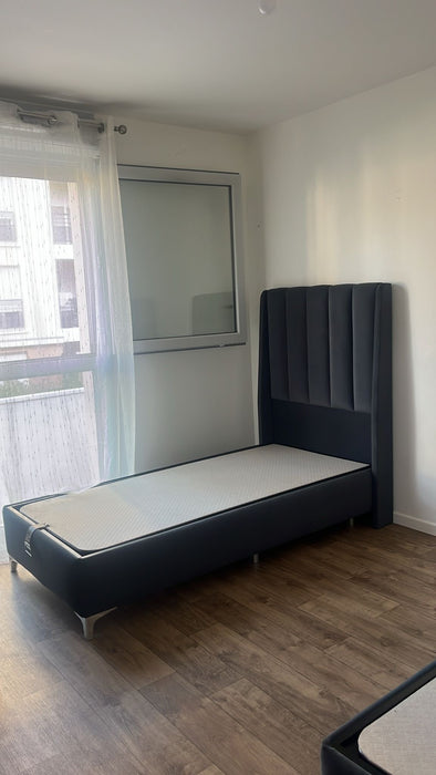 Lit coffre 90x190 cm Relax gris Velours