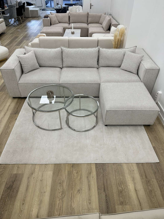 Canapé Elégance chenille Modulable 4+1 Pouf