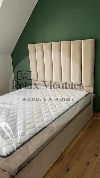 Cadre de lit Polo beige Velours - Relax Meubles
