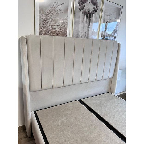 Lit coffre Acacia Blanc cassé 140x190 cm 160x200 cm 180x200 cm Velours