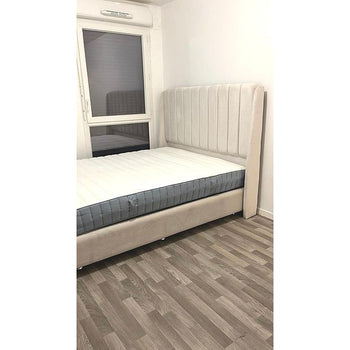 Lit coffre Acacia Blanc cassé 140x190 cm 160x200 cm 180x200 cm Velours