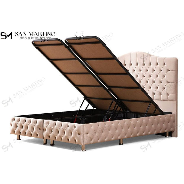 Lit coffre Paris Beige 140x190 cm 160x200 cm 180x200 cm Velours