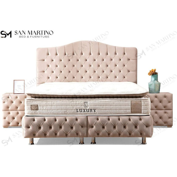 Lit coffre Paris Beige 140x190 cm 160x200 cm 180x200 cm Velours