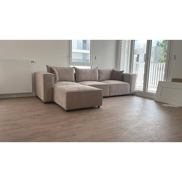 Canapé Elégance Laine Bouclée Modulable 3+1 Pouf