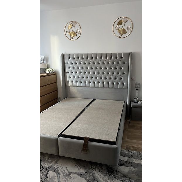 Lit coffre Luxury gris Velours - Relax Meubles