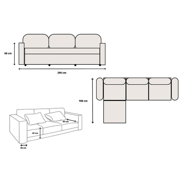 Canapé Élégance Velours Modulable 3+1 Pouf