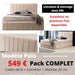 Cadre de lit Polo beige Velours - Relax Meubles