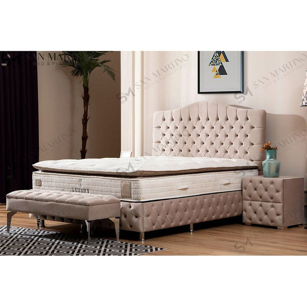 Lit coffre Paris Beige 140x190 cm 160x200 cm 180x200 cm Velours
