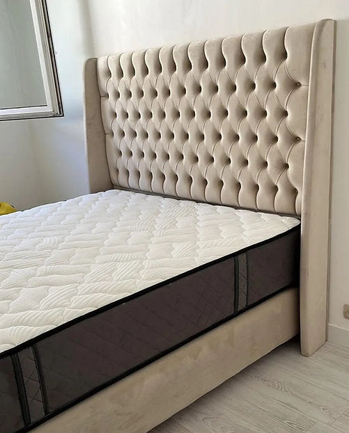 Lit coffre Luxury beige 140x190 cm 160x200 cm 180x200 cm Velours