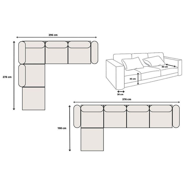 Canapé Elégance Laine Modulable 4+1 Pouf