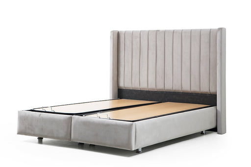 Lit coffre Tokyo gris 140x190 cm 160x200 cm 180x200 cm Velours - Relax Meubles