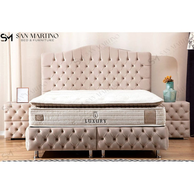 Lit coffre Paris Beige 140x190 cm 160x200 cm 180x200 cm Velours